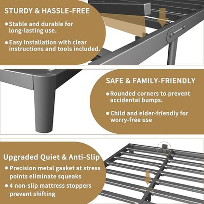 ITIMIDI 6 Inch Full Platform Bed, Heavy Duty Steel, No Box Spring, Black