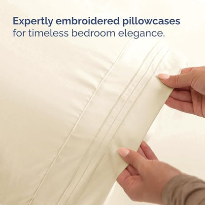 Full XL Bed Sheet - 4 Piece Full XL Bed Sheets Set - Soft, Breathable & Cooling - Hotel Luxury Bedding for Women, Men, Kids, Teens, Boys & Girls - Deep Pockets, Comfy, Fade & Wrinkle Free - Off White