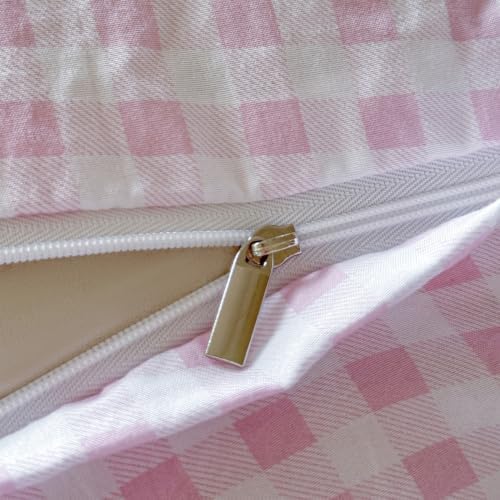 NSNLGSGC Pink Gingham Duvet Cover Set, Twin