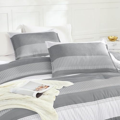 Litanika California King Comforter Set - 3 Pieces Stripe Bed Set