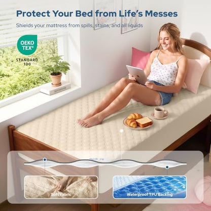 BEDLORE 2 Pack Waterproof Mattress Protector, Twin XL Size Mattress Pad