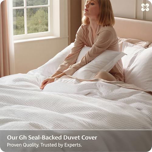 Bedsure PureWoven Cotton Waffle Weave Duvet Cover, White, Duvet Cover Only
