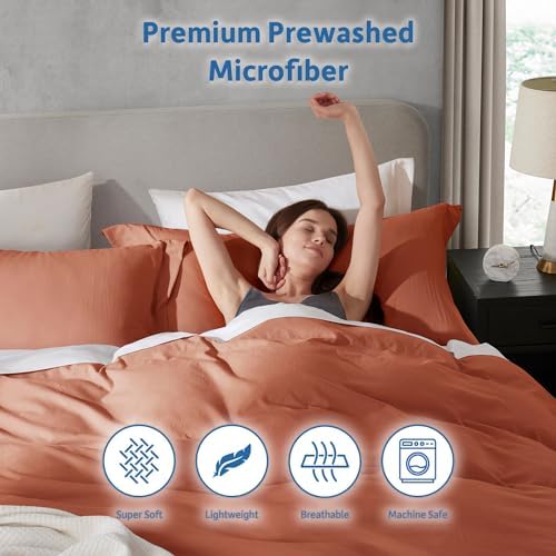 Hearth & Harbor Prewashed Full Duvet Cover Set, Rust