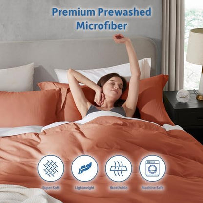 Hearth & Harbor Prewashed Full Duvet Cover Set, Rust