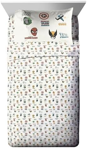 Marvel Comics Avengers Twin Comforter Set 5 Piece Bedding for Boys, Gray