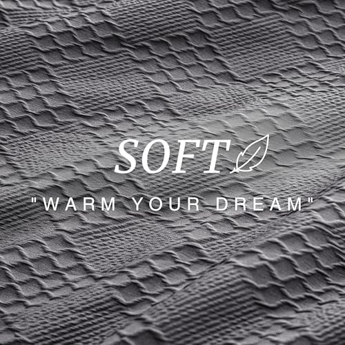 EXQ Home Waffle Comforter Queen Size - Super Soft Embossed Design Comforter Set 3 Pieces, Grey 3D Diamond Pattern Bedding Set,Winter Warm Bed Set,1 Comforter with 2 Pillowcases