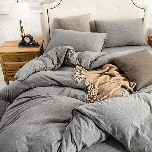 PURE ERA Jersey Knit Duvet Cover Set Heather Dark Grey Twin