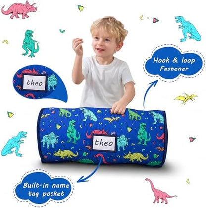 Lasoftan Toddler Nap Mat with Pillow and Blanket, Extra Large Rolled Napping Mats,Slumber Bags for Boys Girls,Kids Sleeping Bag for Daycare, Preschool Travel Camping