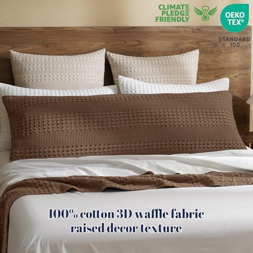 PHF Cotton Waffle Body Pillowcase 20" x 54", Chocolate, No Insert