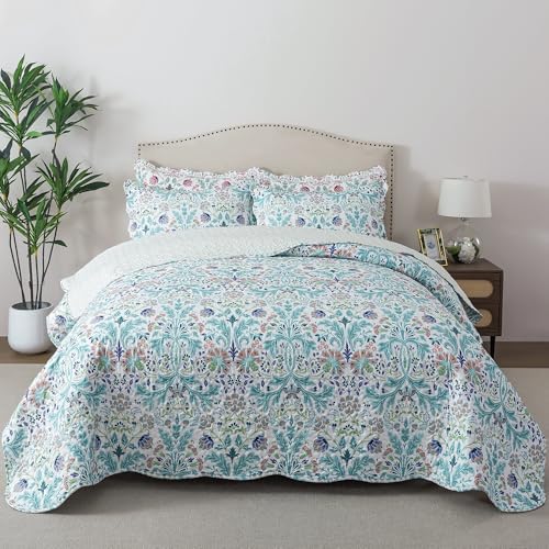HoneiLife Quilt Sets King Size - Microfiber Bedspreads for King Bed, 3-Piece Lightweight Coverlets, Rustic Bed Cover King Quilt Bedding Sets All Season Quilts
