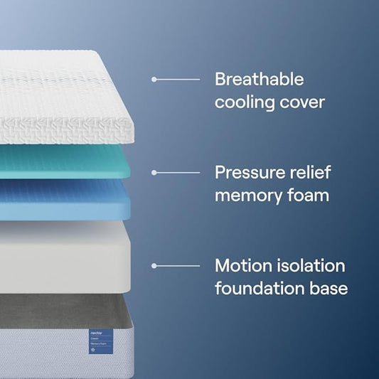 Nectar Classic 12” Cal King Mattress - Medium Firm - Contouring Memory Foam - Cooling Top Layer - Back Pain Relief - Mattress in a Box - 365-Night Trial & Forever Warranty