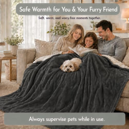 Electric Heated Blanket 90"x100" King Size, Iron Grey