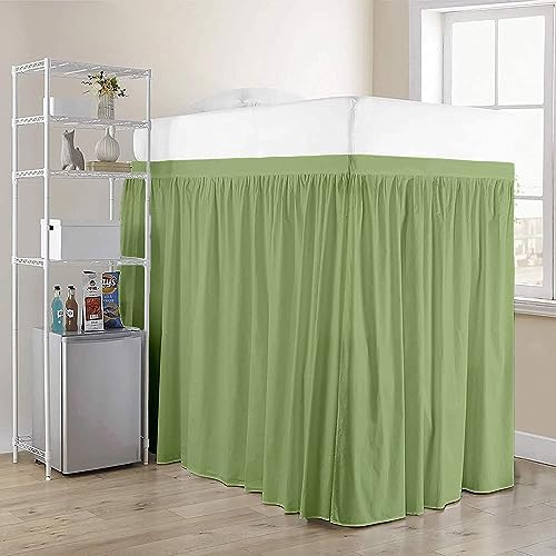 Crown Collection 34 Inch Drop Twin XL Size Dorm Bed Solid Bed Skirt Stylish Ruffled Pattern Split Corner Easy Fit Easy Care Fade & Wrinkle Resistant- Micorfiber