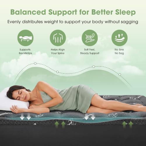 Mattress Pad Full Size, Cooling Pillow Top Mattress Topper, Ultra Soft Viscose from Bamboo, Breathable for Hot Sleepers, Deep Pocket 8"-20", Black