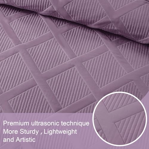 Exclusivo Mezcla 3-Piece Soft Quilt King Size Bedding Set, Dusty Lavender