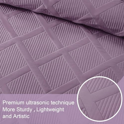 Exclusivo Mezcla 3-Piece Soft Quilt King Size Bedding Set, Dusty Lavender