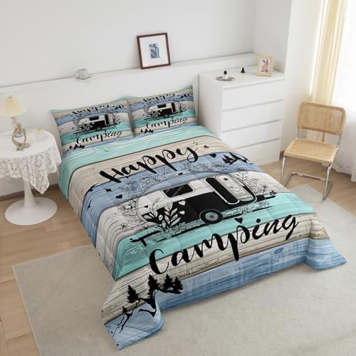 Feelyou Happy Camping Decor Bedding Set Kids Boys Girls Full Size