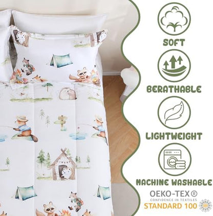 Yibeizi Camper Animal Print Comforter Set Twin Woodland Bedding