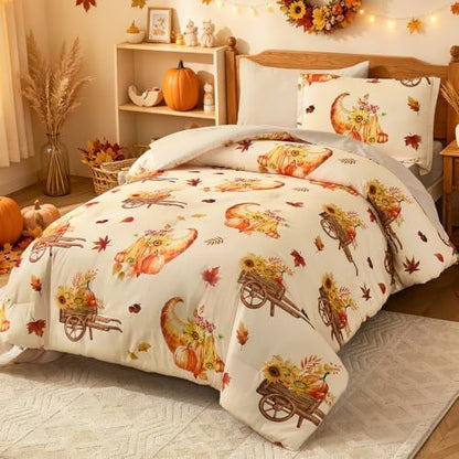 Cottolester Twin Size Comforter Thanksgiving Comforters for Boys&Girls