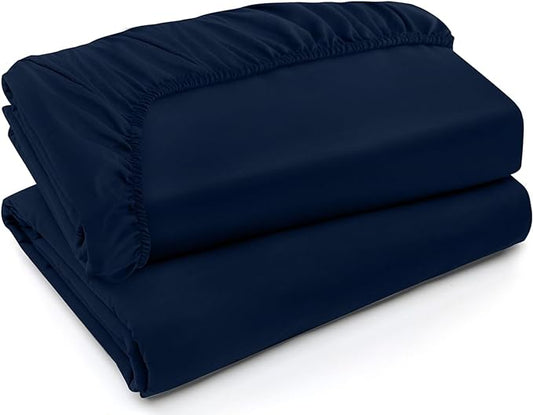 Utopia Bedding King Fitted Sheets - Bulk Pack of 2 Bottom Sheets - Soft Brushed Microfiber - Deep Pockets - Shrinkage & Fade Resistant - Easy Care (King, Navy)