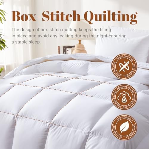 Cosybay Feather and Down Fiber Comforter Insert Full, 100% Cotton Cover
