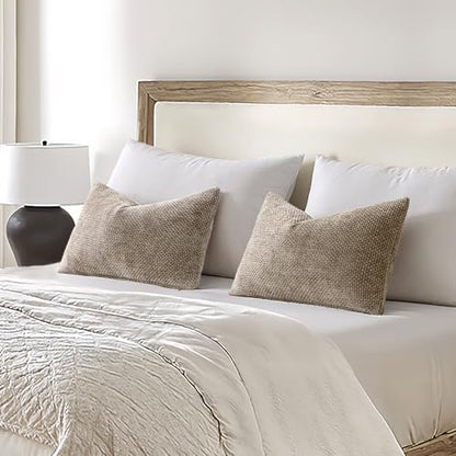 MIULEE Decorative Neutral Khaki Euro Sham Pillow Covers 24x24 Inch 2 Pack