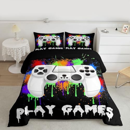 Feelyou Kids Boys Graffiti Gamer Bedding Set Full Size for Boys Girls