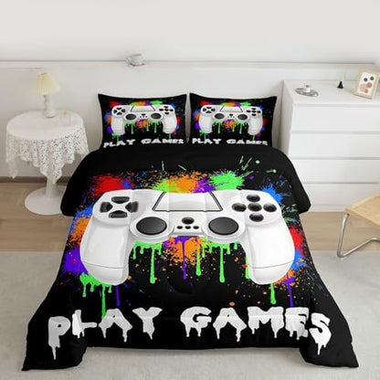 Feelyou Kids Boys Graffiti Gamer Bedding Set Full Size for Boys Girls