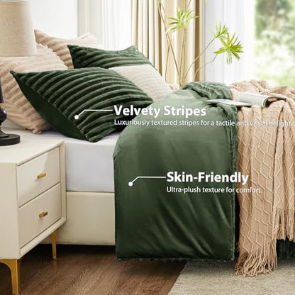 EXQ Home Fluffy Comforter Set Twin Size,2 Pieces Bed Set,Olive Green