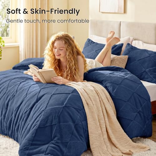 EXQ Home Tufted Diamond Comforter Set Twin, 2 Pieces Bed Set,Dark Blue