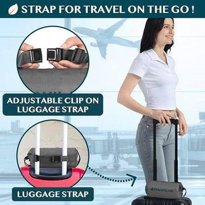 PAVILIA Travel Blanket Airplane Compact with Bag Lightweight, Gray