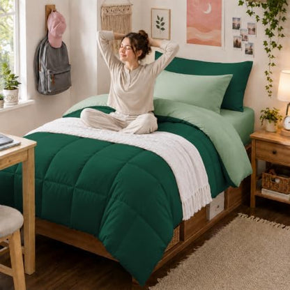 Anluoer Twin Comforter Set, 5 Piece Bed in a Bag Twin Bedding Sets