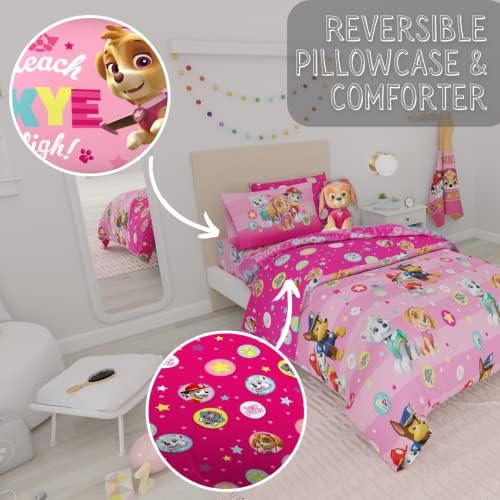 Paw Patrol Girls Kids Bedding Super Soft Comforter and Sheet Set with Sham, 5 Piece Twin Size, (100% Officially Licensed Nickelodeon Product) By Franco
