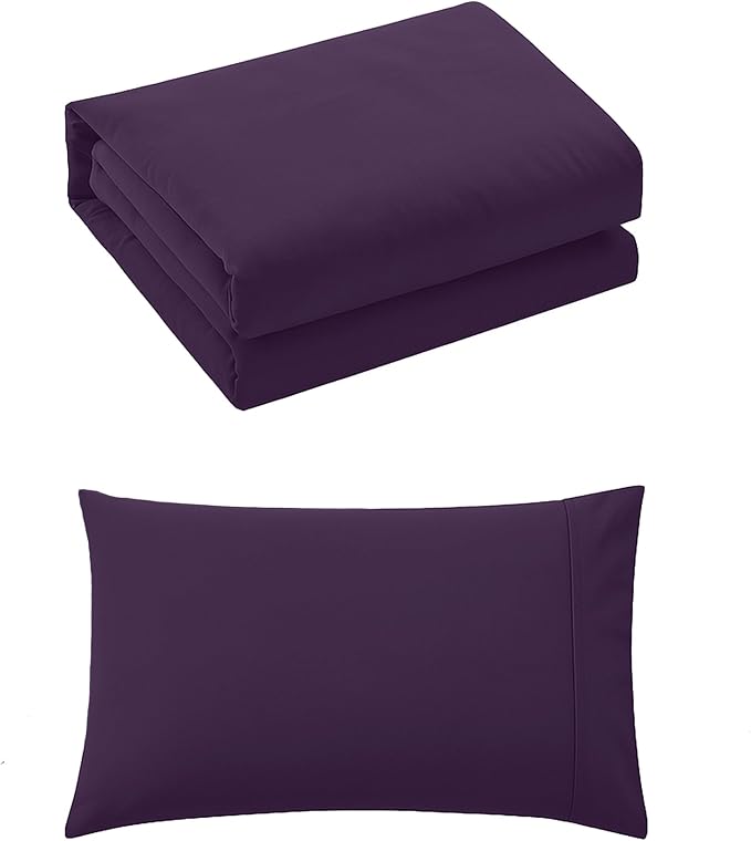 Pure Bedding Duvet Cover Twin/Twin XL Size - 2 Pieces Extra Soft Bedding Set, Includes 1 Twin Duvet Cover 68x90 Inches with Zipper Closure & 1 Pillow Sham, Comforter Not Included, Purple