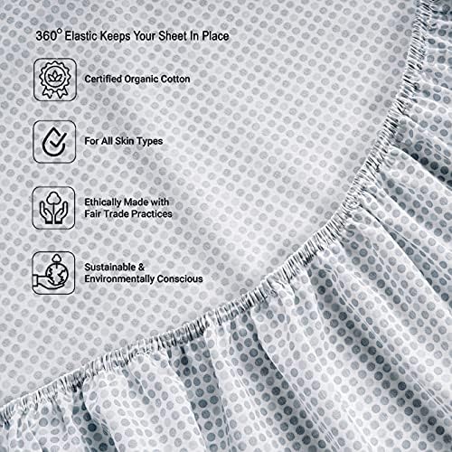 LANE LINEN Twin XL Bed Sheets 100% Organic Cotton 3pc Percale - Polka Dot