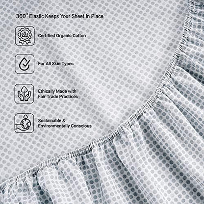 LANE LINEN Twin XL Bed Sheets 100% Organic Cotton 3pc Percale - Polka Dot