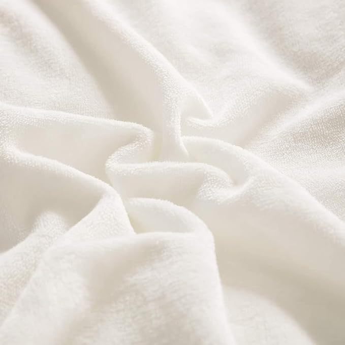 Houseri White Velvet California King Comforter Set Fluffy Solid Bedding Sets Flannel Cal Plain Sherpa Oversized Warm Fuzzy Puffy Size Cal King(96''*104''-Comforter)