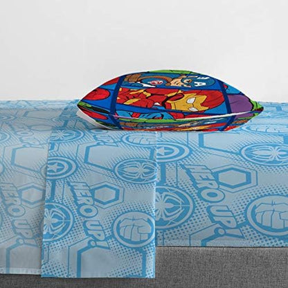 Marvel Avengers Toddler Size Comforter Set 4 Piece Kids Bedding, Blue
