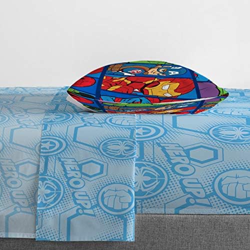Marvel Avengers Twin Comforter Set 4 Piece Kids Bedding for Boys, Blue