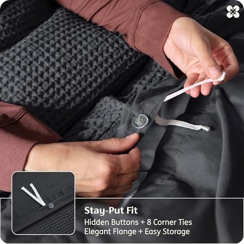 Bedsure PureWoven Cotton Waffle Weave Duvet Cover, Queen, Duvet Cover Only