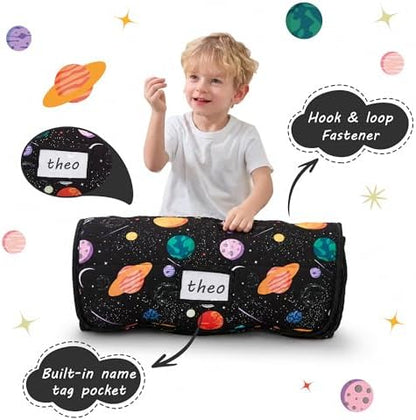 Lasoftan Toddler Nap Mat with Pillow and Blanket, Extra Large Rolled Napping Mats,Slumber Bags for Boys Girls,Kids Sleeping Bag for Daycare, Preschool Travel Camping