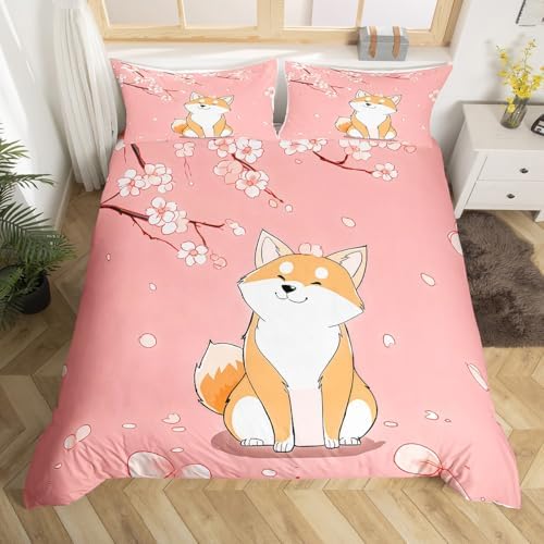 Feelyou Kids Cute Corgi Duvet Cover Queen Size Boys Girls