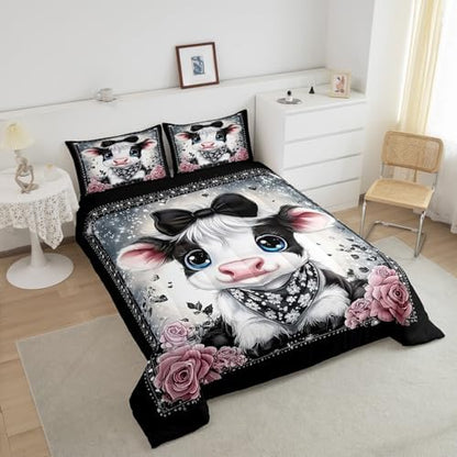 Feelyou Kids Cute Highland Cow Comforter Set Twin Size Boys Girls