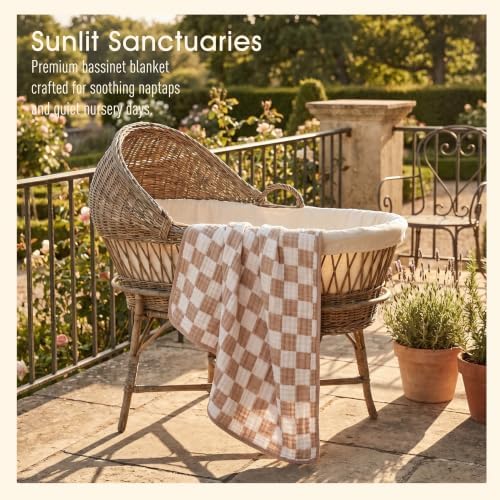 Ultra Soft Muslin Baby Blanket,A Versatile Swaddle and Bed Blanket for Babies, Toddlers, Boys, and Girls (1 Coffee Checkered 1 Pack).