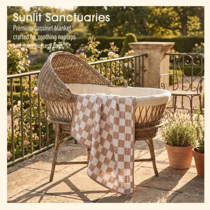 Ultra Soft Muslin Baby Blanket,A Versatile Swaddle and Bed Blanket for Babies, Toddlers, Boys, and Girls (1 Coffee Checkered 1 Pack).