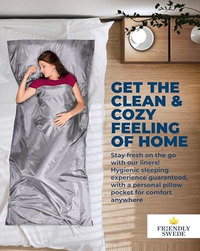 The Friendly Swede Sleeping Bag Liner, Adult Sleep Sack for Hotels, 3 Sizes