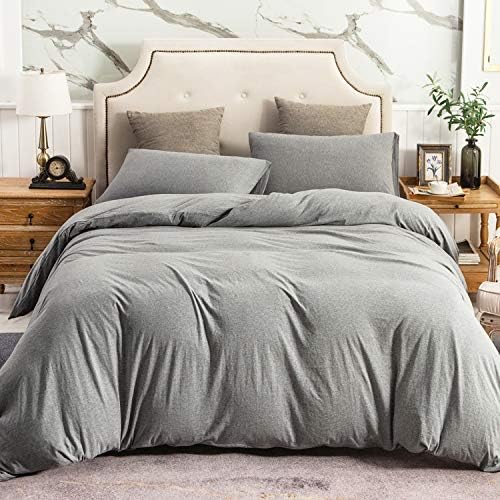 PURE ERA Jersey Knit Duvet Cover Set Heather Dark Grey Twin