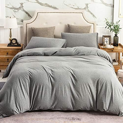 PURE ERA Jersey Knit Duvet Cover Set Heather Dark Grey Twin