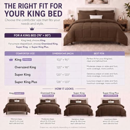 CozyLux Oversized King Comforter Set Brown - 7 Pieces Bed in a Bag