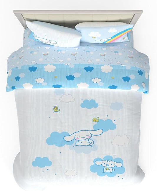 Cinnamoroll Bedding - 5 Piece Full Size Bed Set - Super Soft Microfiber Comforter and Sheet Set, (Officially Licensed Product) by Franco Collectibles